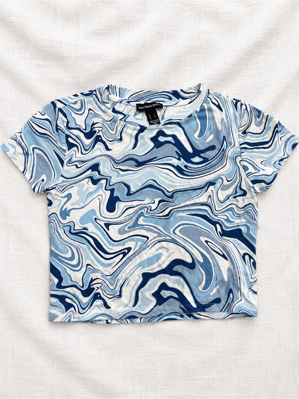 Streetwear Society Blue Marble Crop Tee y2k